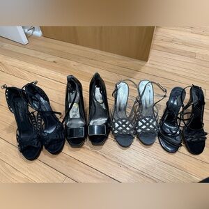 $13 for the lot! Enzo, Jessica Simpson. Camparros Black Patent Peep-Toe Heels